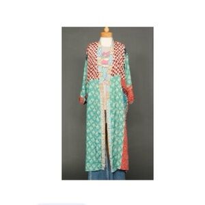 Colorful Patterned Silk Duster /  Kimono